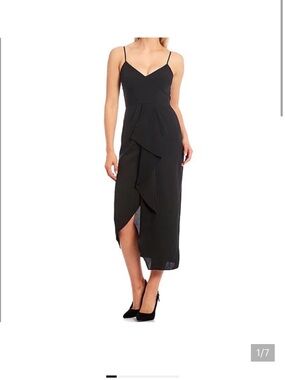 Gianni Bini Black Spaghetti-Strap Ruffle Midi Dress